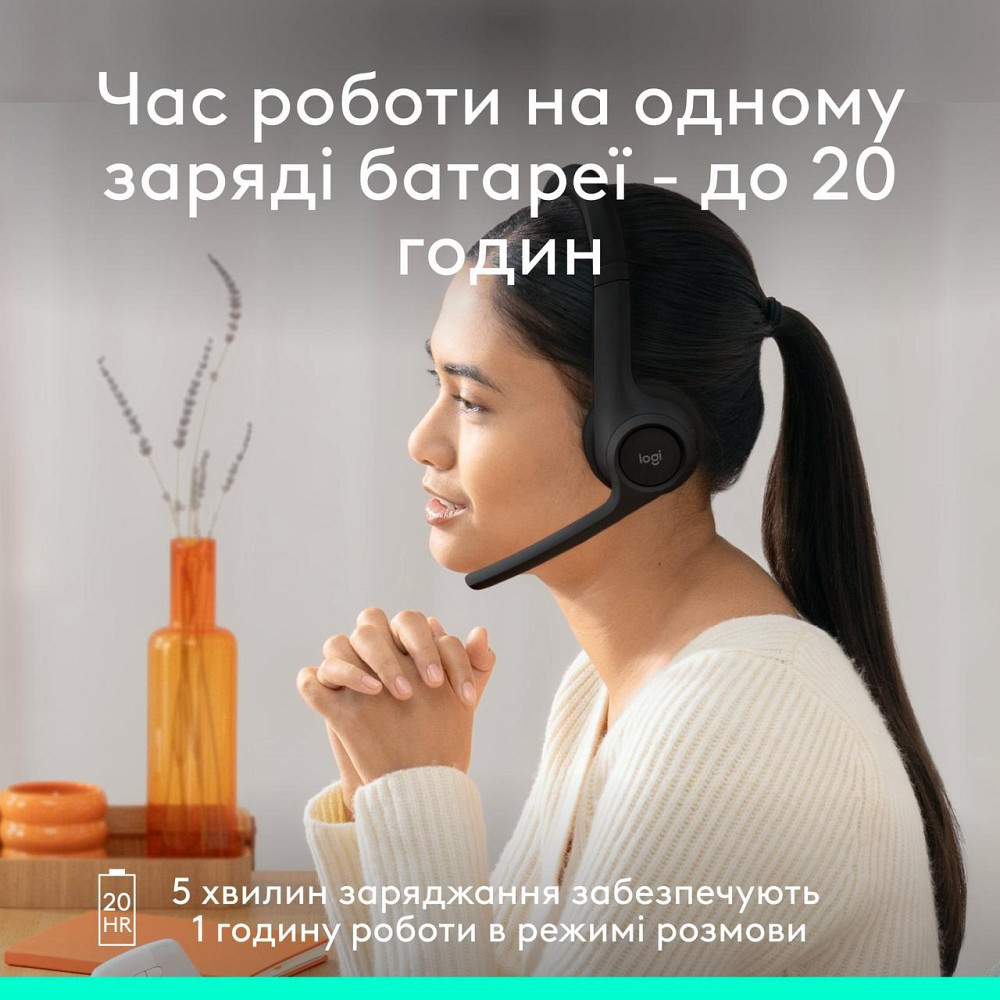 Bluetooth-гарнітура Logitech Zone 300 Wireless Black (981-001407) Чорний Харьков - изображение 5