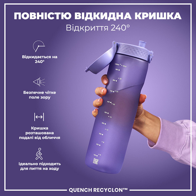 Пляшка для води ION8 1000 мл. (ЕКО пляшка) BPA Free, Light Purple Кам'янське - фото 3