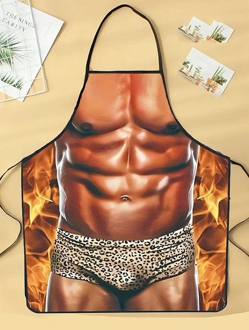 Фартух з приколом чоловік в леопардовій білизні 80 на 60 см різнобарвний Київ - фото 4