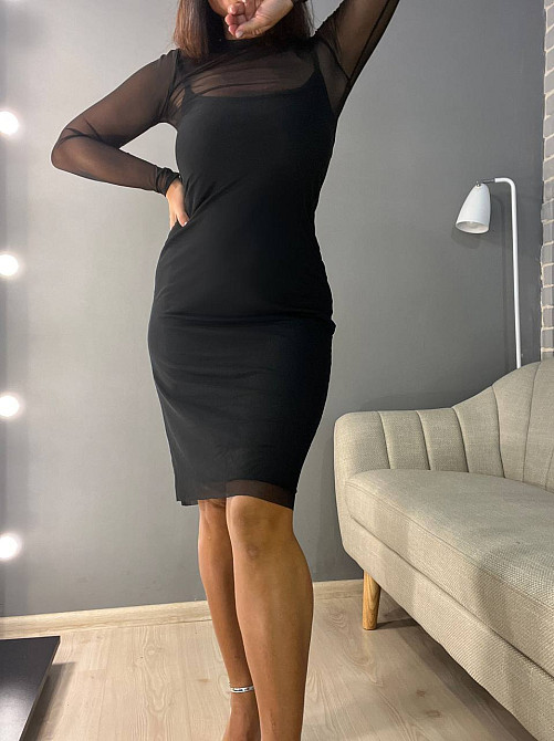 Платье женское Noa Noa 9842 сетка прозрачное с комбинацией черное, черный, ML Киев - изображение 16