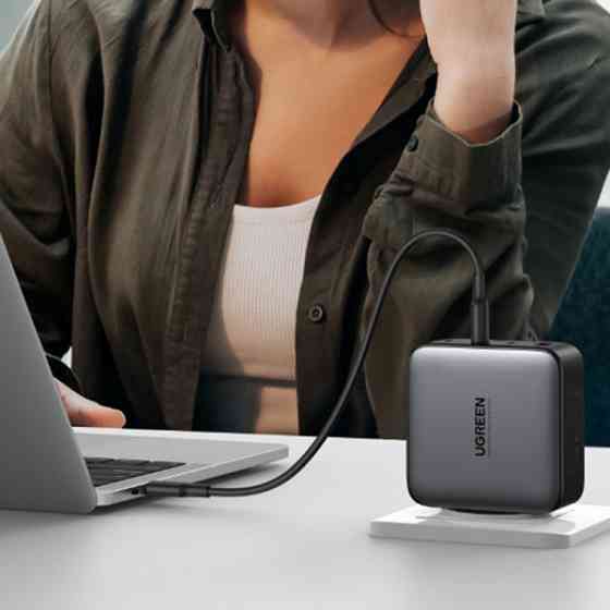 Зарядний пристрій 4xUSB 100W GaN (3хUSB-C+USB-A) + Cable CD226 Сірий Ugreen (90575) Київ