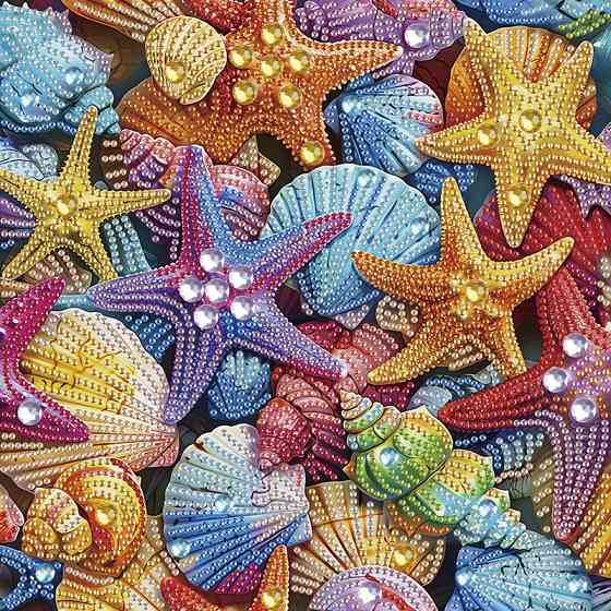 Алмазна мозаїка "Кольорові морські зірки" BH013 неповна викладка 25х25 см Вінниця