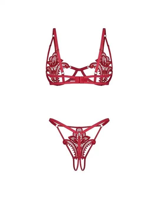Комплект Obsessive Luise Sublim Red 2-pcs crotchless set L/XL Львов - изображение 7