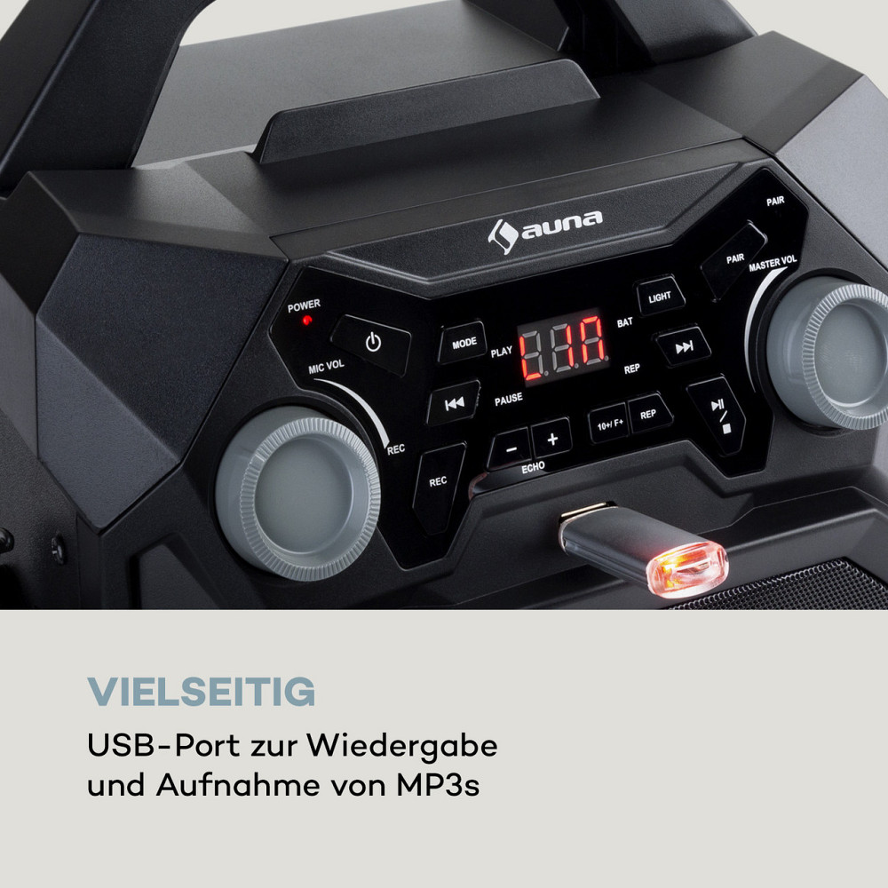 Караоке-система Rockstar LightShow BT USB Line-In/Out 2 x 6,3 мм, черный (Германия, читать описание) Ровно - изображение 6