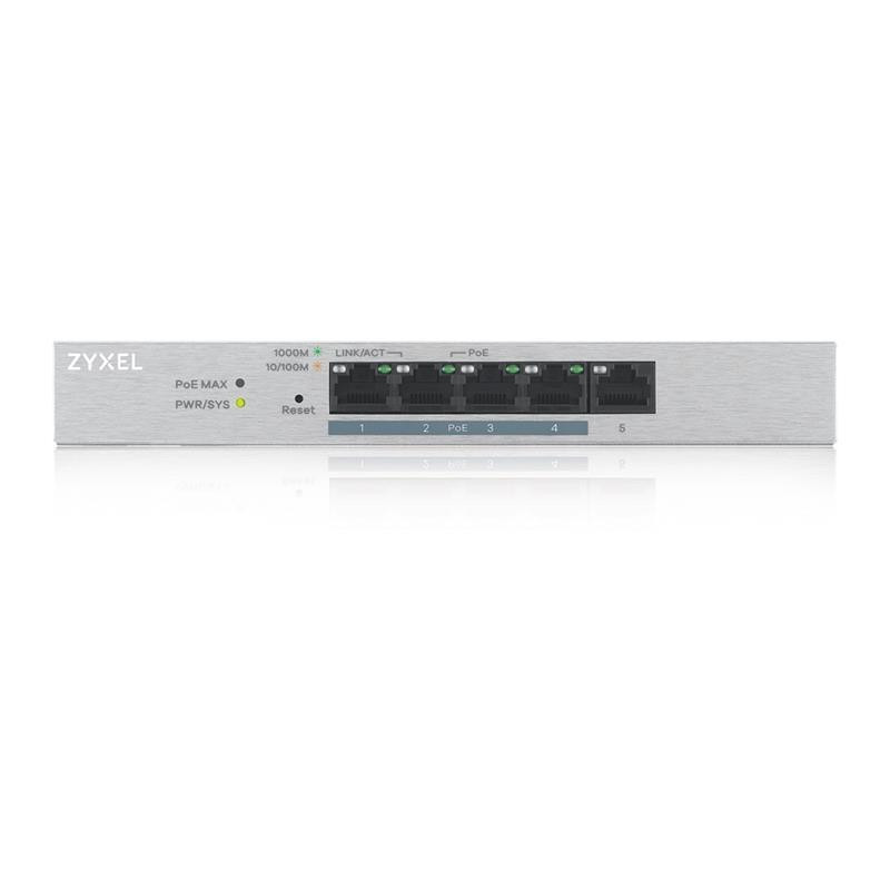 Комутатор ZYXEL GS1200-5HP v2 (GS1200-5HPV2-EU0101F) (1xGE, 4хGE PoE, max 60 W, метал, настільний, безшумний, Харків - фото 2