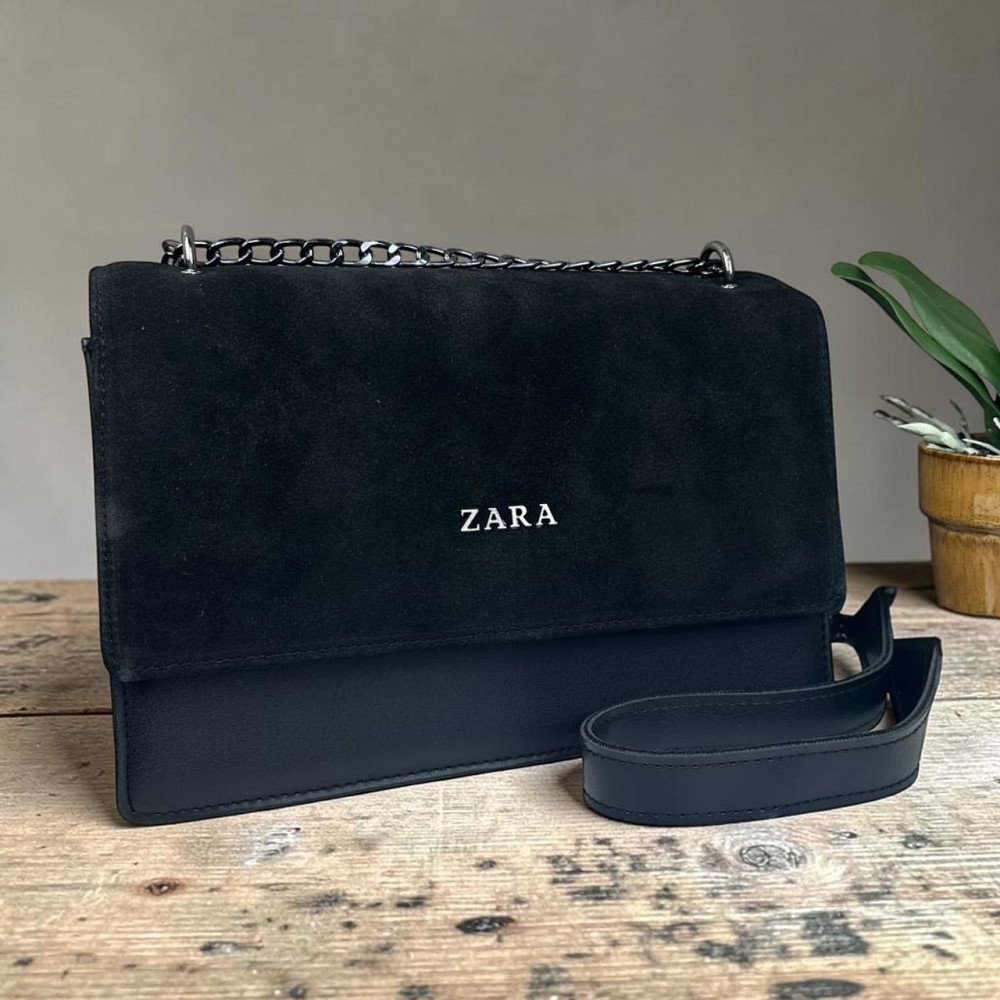 Замшева жіноча сумочка стиль Зара чорна, міні сумка натуральна замша Zara ( 25381 ) Харків - фото 10