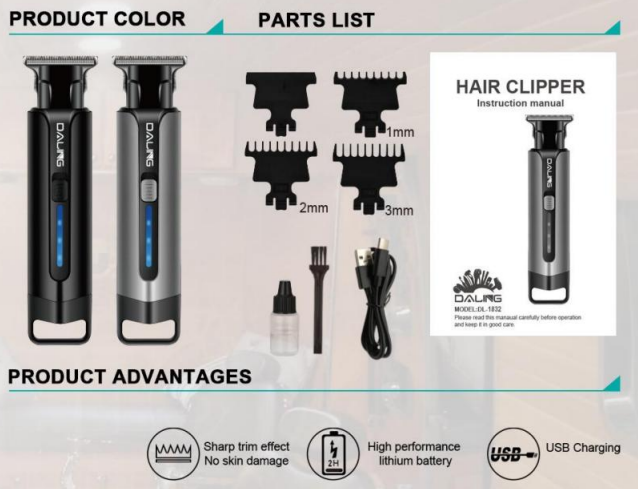 Машинка для стриження DALING DL-1832, 5W Дніпро - фото 2