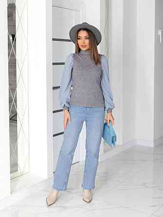 Жіноча елегантна кофта гольф у рубчик "Dazy" | Норма та батал Сірий, 46-48 Київ