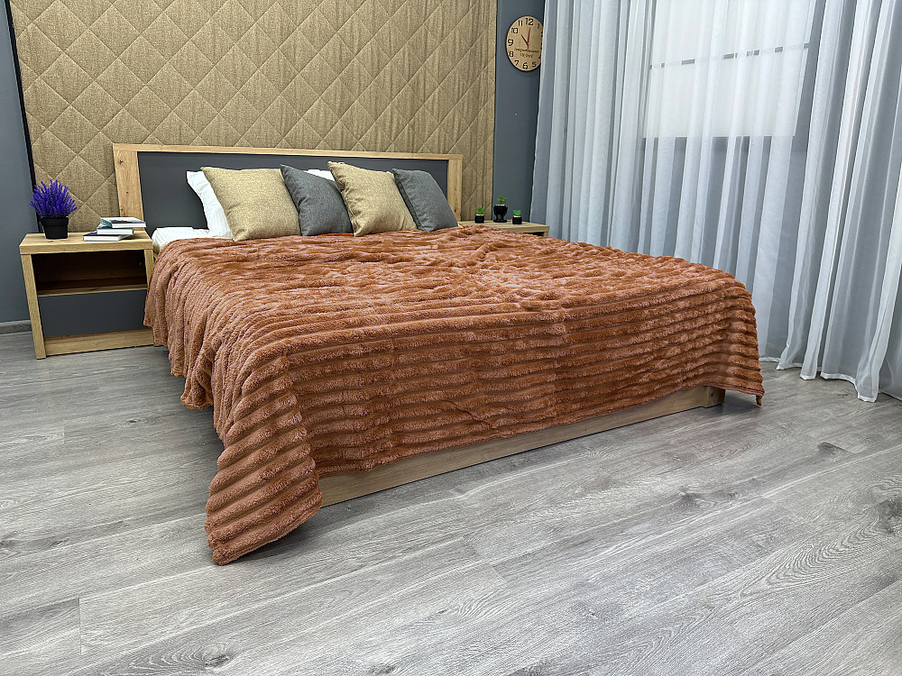 Плед-покрывало полоска Шарпей 200х230 см (+-5см) Терракотовый (87-107) Киев - изображение 3