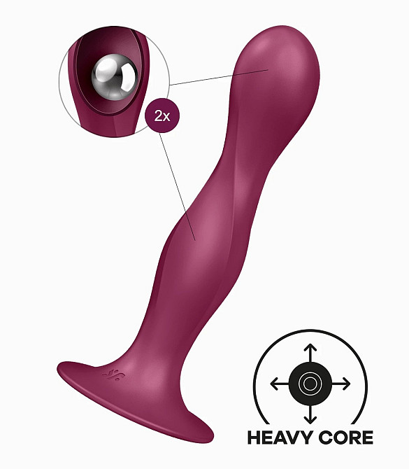 Фаллоимитатор вагинально-анальный с утяжеленными шариками Satisfyer Double Ball-R, бордовый Sex Aura Киев - изображение 2