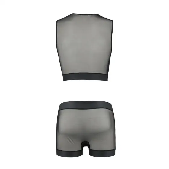 Комплект чоловічої білизни на шнурівці Passion 053 SET WILLIAM S/M Black, жилет, боксери Львів