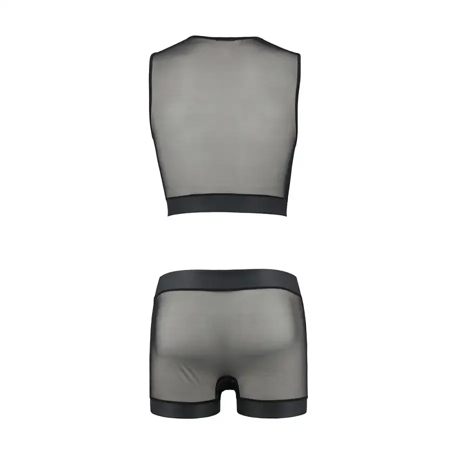 Комплект чоловічої білизни на шнурівці Passion 053 SET WILLIAM S/M Black, жилет, боксери Львів - фото 6