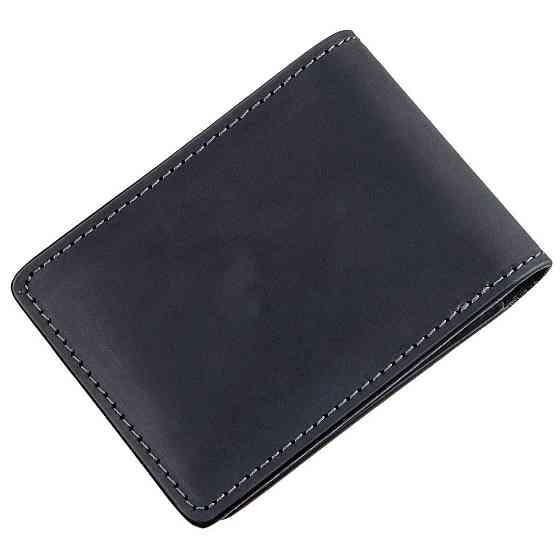 Стильний затискач для грошей вінтажний GRANDE PELLE 11194 Чорний Київ