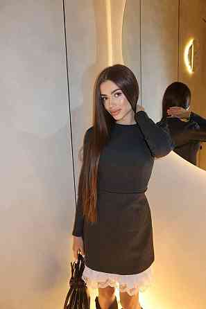 Женское приталенное платье с кружевом трикотаж Alex + хлопок Графит, 40/42 Одесса