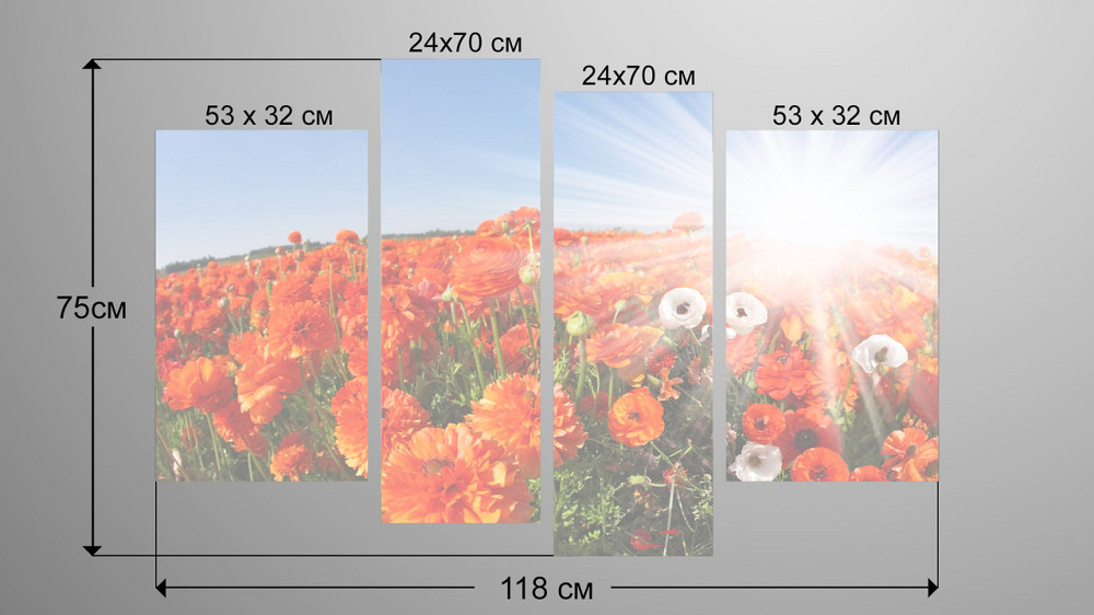 Модульна картина Квіти Маки Art-13_4 Київ - фото 3