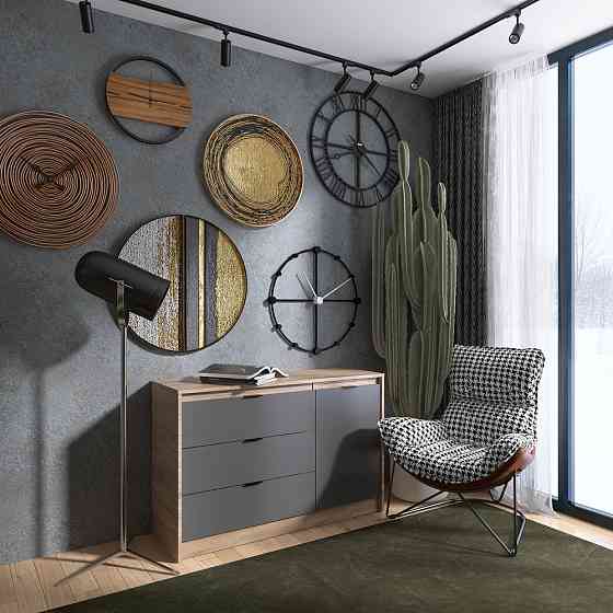 Комод із дверима та 3-ма шухлядами Еверест Сіті-1150 115,2х38х74,6 Дуб сонома/Графіт (DTM-071099) Львів