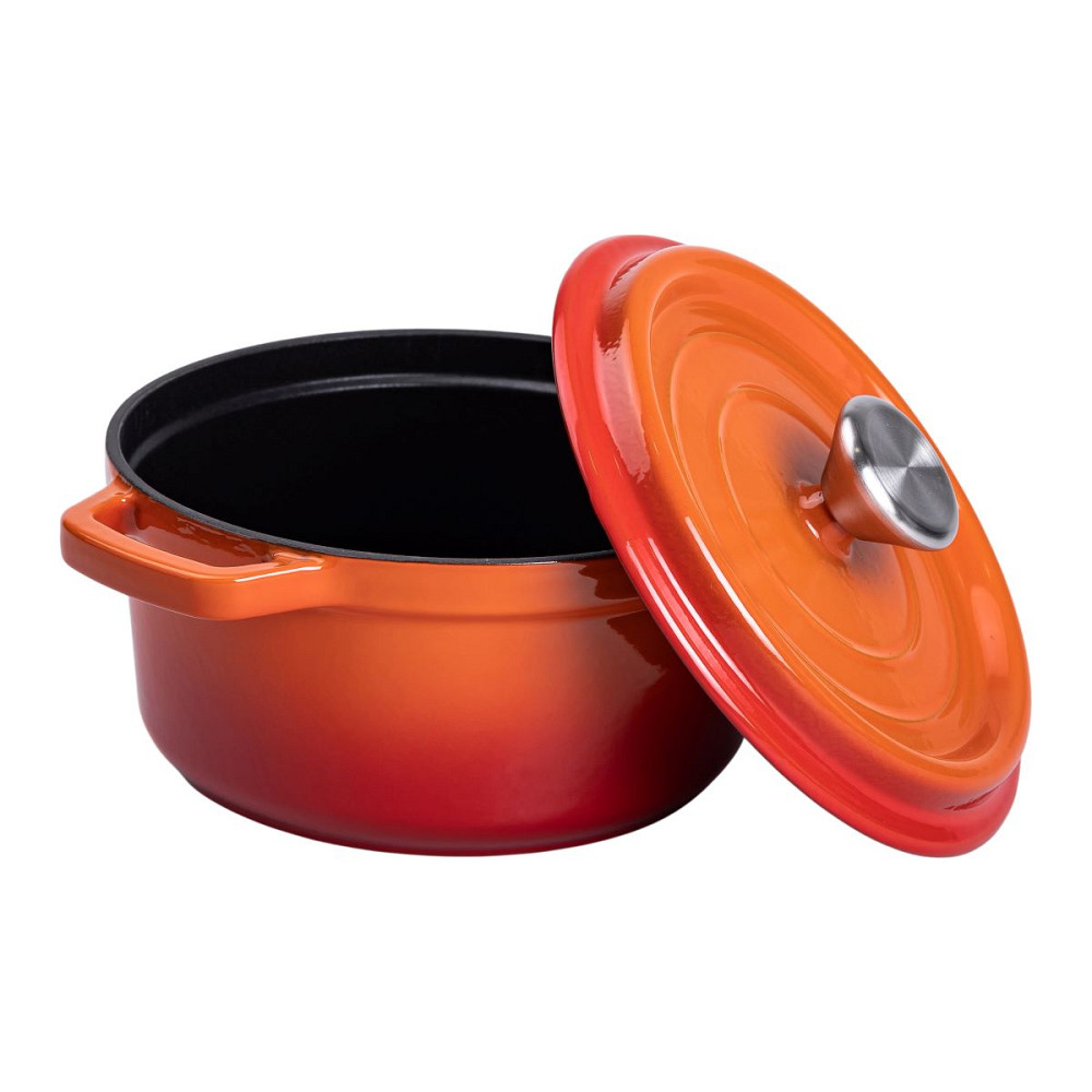 Yongkang Jiaqi Каструля чавунна емальована 2 л з кришкою Ø20 см Помаранчева HP-1-2O Київ - фото 4
