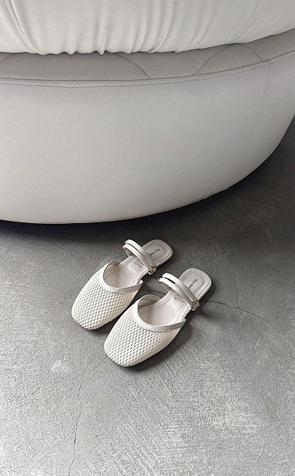 Olli Шльопанці жіночі класичні із закритим носком + сітка літні з натуральної шкіри OLLI Л-3-00 Коломия - фото 1