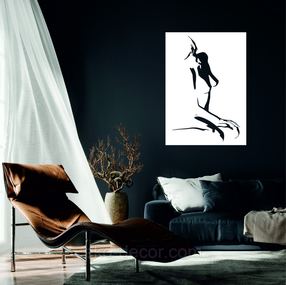 Декоративное настенное Панно «Силуэт женщины», Декор на стену 70*50 см, Белый Киев - изображение 1