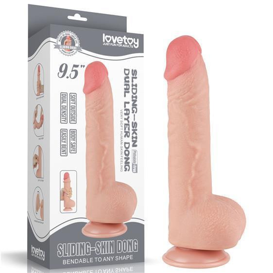 Фалоімітатор - Sliding-Skin Dual Layer Dong 9.5" Flesh Sex Aura Київ - фото 1