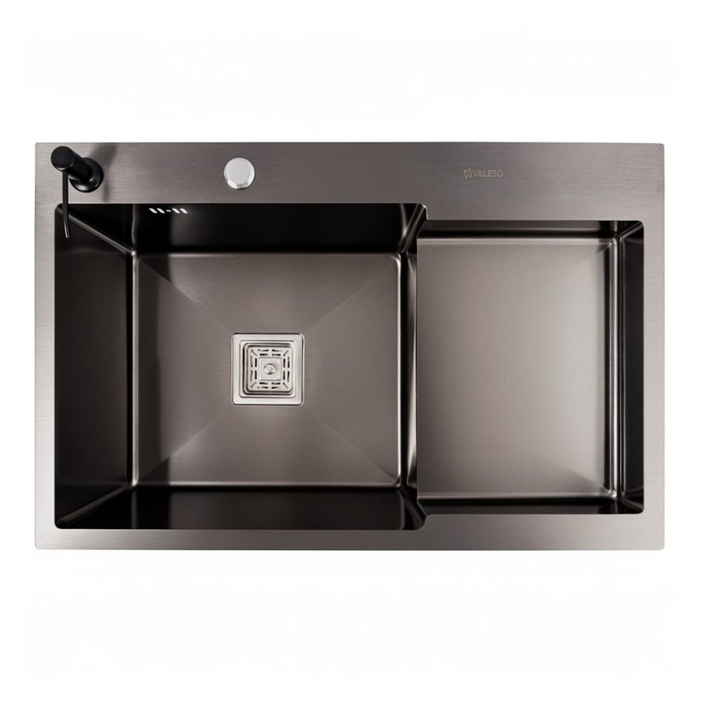 VALESO Мийка Valeso Handmade CM 78×50C L (PVD чорна) з поглибленою полицею Коломия - фото 6