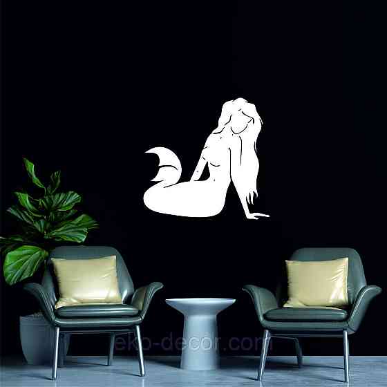 Декоративне настінне 3D Панно «Русалонька» Декор на стіну з об'ємом 50*48 см, Білий Київ