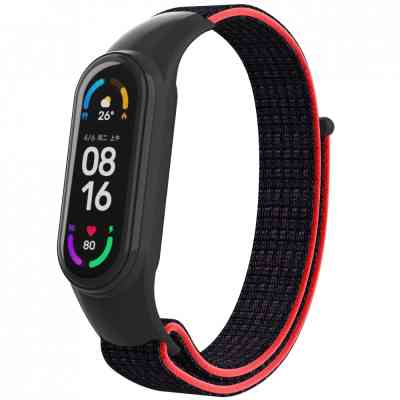 Ремешок для фитнес браслета Armorstandart нейлоновый для Xiaomi Mi Band 7/6/5/4 Black/Red (ARM67843) Винница