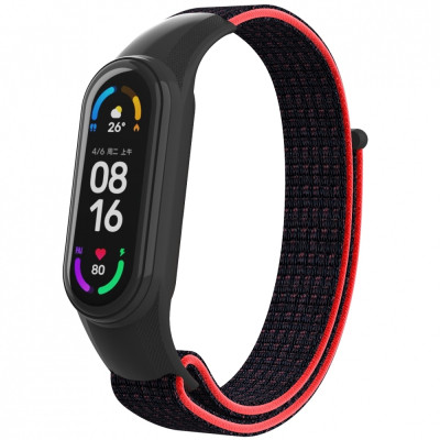 Ремешок для фитнес браслета Armorstandart нейлоновый для Xiaomi Mi Band 7/6/5/4 Black/Red (ARM67843) Винница - изображение 1