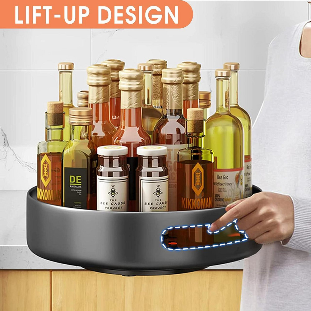 Поворотный органайзер для кухни 25 см металлический настольный для специй холодильника шкафа подставка черный Киев - изображение 5