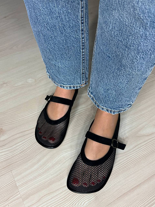 Балетки жіночі Meideli 5231-7 Mary Jane сітка з ремінцем чорні, 40, 25,5 см Київ - фото 14