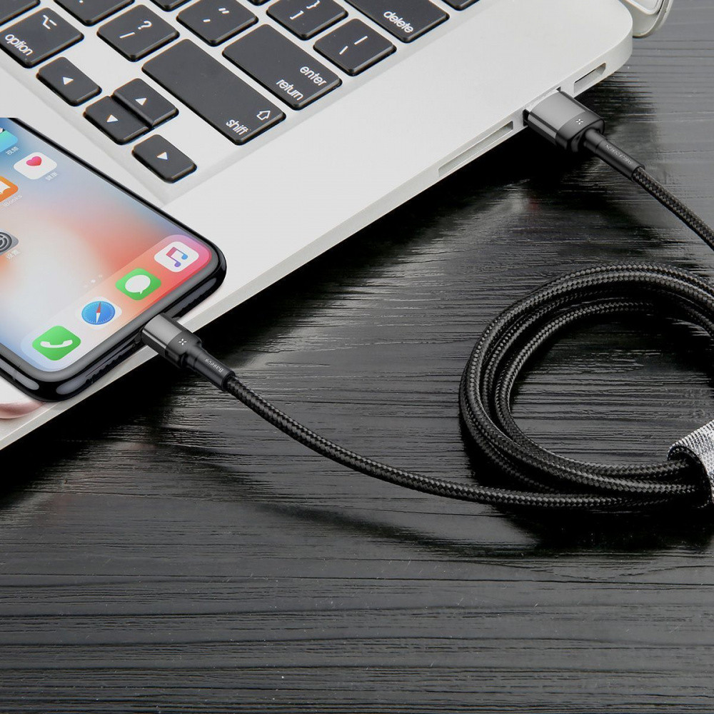 Кабель Baseus Cafule Lightning Special Edition 2.4A 1м сірий Львів - фото 3
