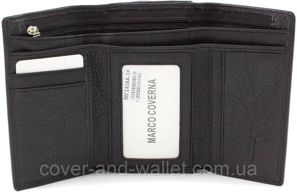 Женский кошелек среднего размера на магнитах черного цвета Marco Coverna MC 1418-1 Киев - изображение 5