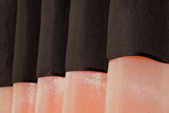 Кухонные шторы VR-Textil № 073к с ламбрекеном и подхватами персиковый с венге 270х170 см (52-0211) Киев