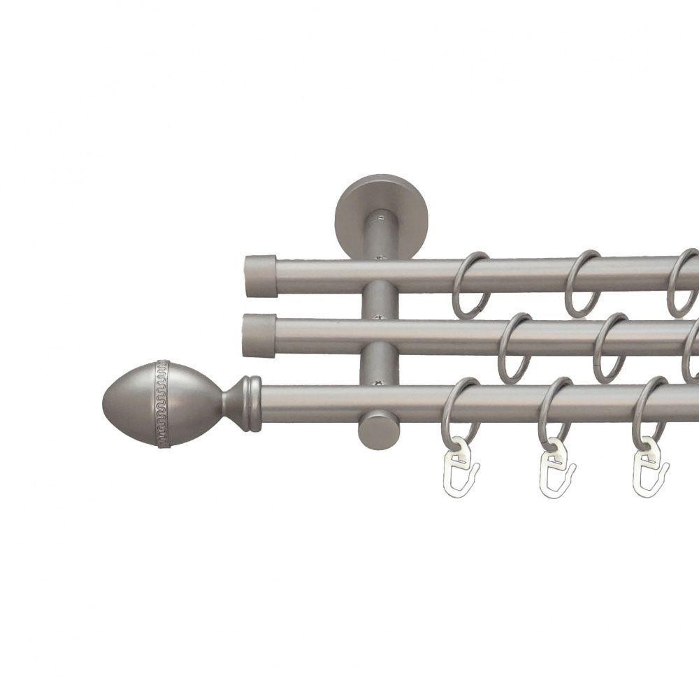 Карниз Orvit Фарже металевий трирядний циліндр (20 см) гладка труба кільце металеве Сатин 16\16\16 мм 160 см (6099579) Львів - фото 1