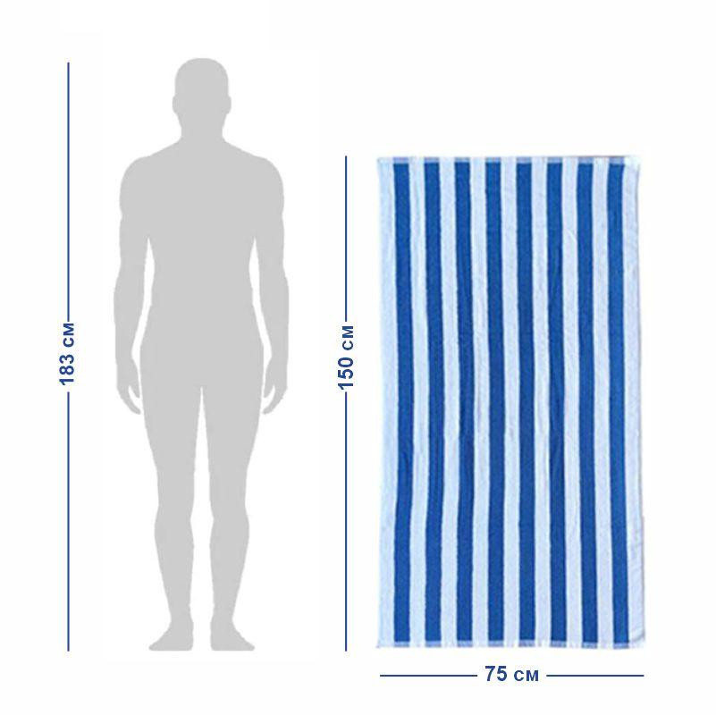 Рушник бавовна махра  Lovely Svi для пляжа, басейна, ванної, отелей, SPA, саун, XL (75 x150 см)  Біло - синій Київ - фото 5