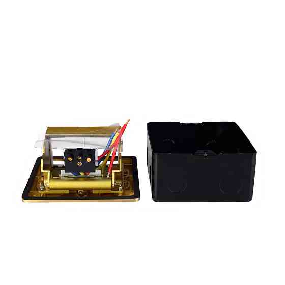 Розетковий люк підлоговий LIVOLO золотий, вбудований у підлогу, пустий корпус без розеток для наповнення будь-якими модулями, з кришкою, IP44, алюміні Коломыя