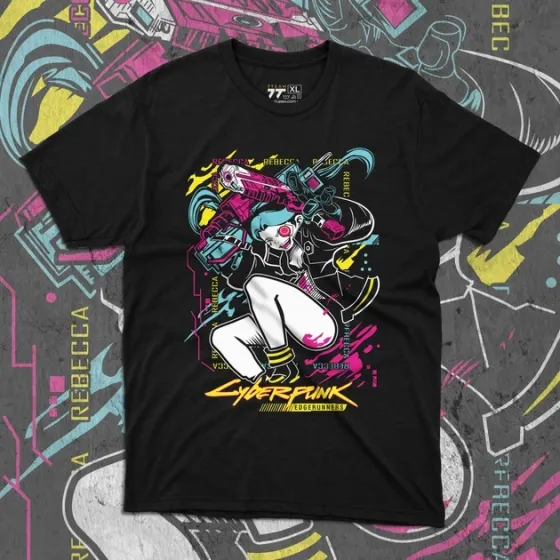 Футболка чоловіча з  принтом Cyber Punk Rebecca 5 Розмір 48 Anime1024 Дніпро