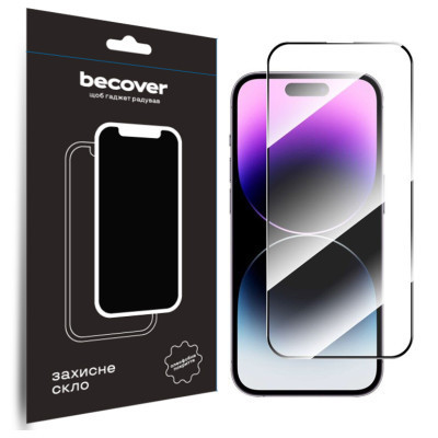 Стекло защитное BeCover Apple iPhone 15 Pro Black (710593) Винница - изображение 1