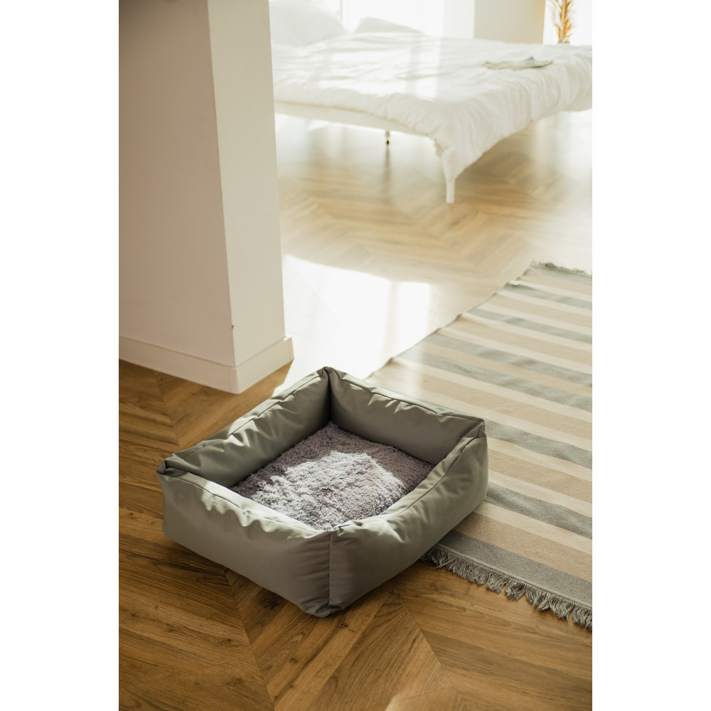 Водоотталкивающий лежак со съемным чехлом и двухсторонней меховой подушкой Incor Серый Киев - изображение 9