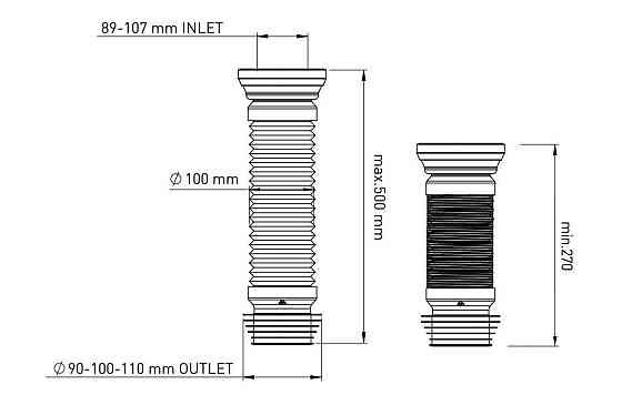Гибкая труба для унитаза NOVA 500мм Харьков