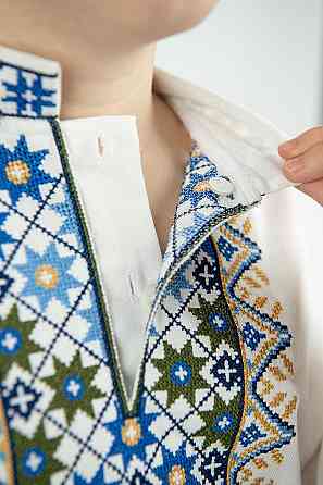 Вышиванка для мальчиков, льняная, молочная, топ Киев