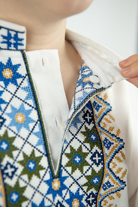 Вышиванка для мальчиков, льняная, молочная, топ Киев - изображение 3