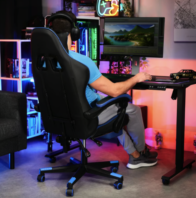 Кресло геймерское профессиональное Ragazo синее компьютерное игровое офисное Лучшее компьютерное кресло Киев - изображение 4