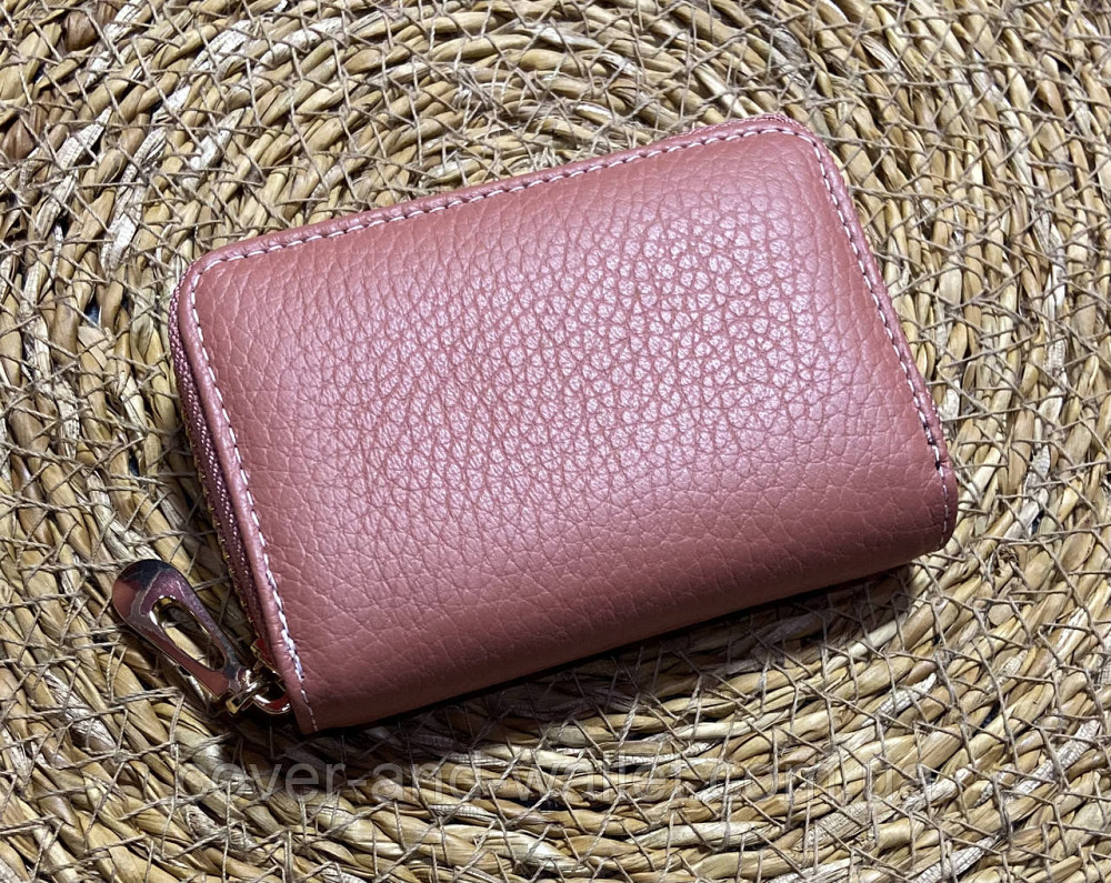 Маленька жіноча кредитниця на блискавці з натуральної шкіри ST (колір пудра) Київ - фото 1