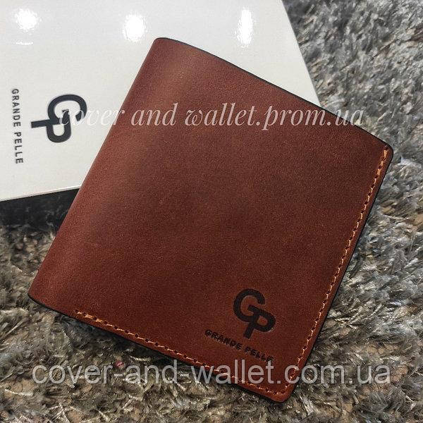 Вінтажний коричневий гаманець ручної роботи на магнітах з монетницею Grande Pelle Lettera Київ - фото 8