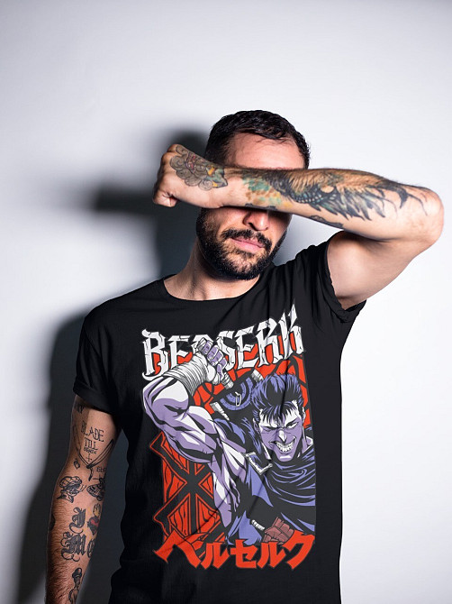 Футболка аниме Берсерк Манга Стрип Гутс оверсайз (S/M/L) Черний AnimeJ0530 Днепр - изображение 2