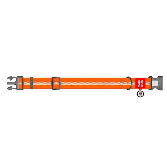 Ошейник для собак водостойкий WAUDOG Waterproof с QR паспортом, светоотражающий, пластиковый фастекс, XXL, Ш 40 мм, Длин 46-70 см, оранжевый Киев