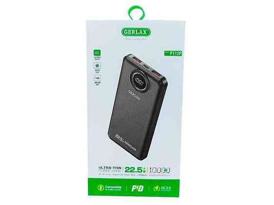 Power Bank 10000mAh P112Р PD20W/USB QC3.0/3A (input micro/Type-C) чорний ТМ GERLAX Київ