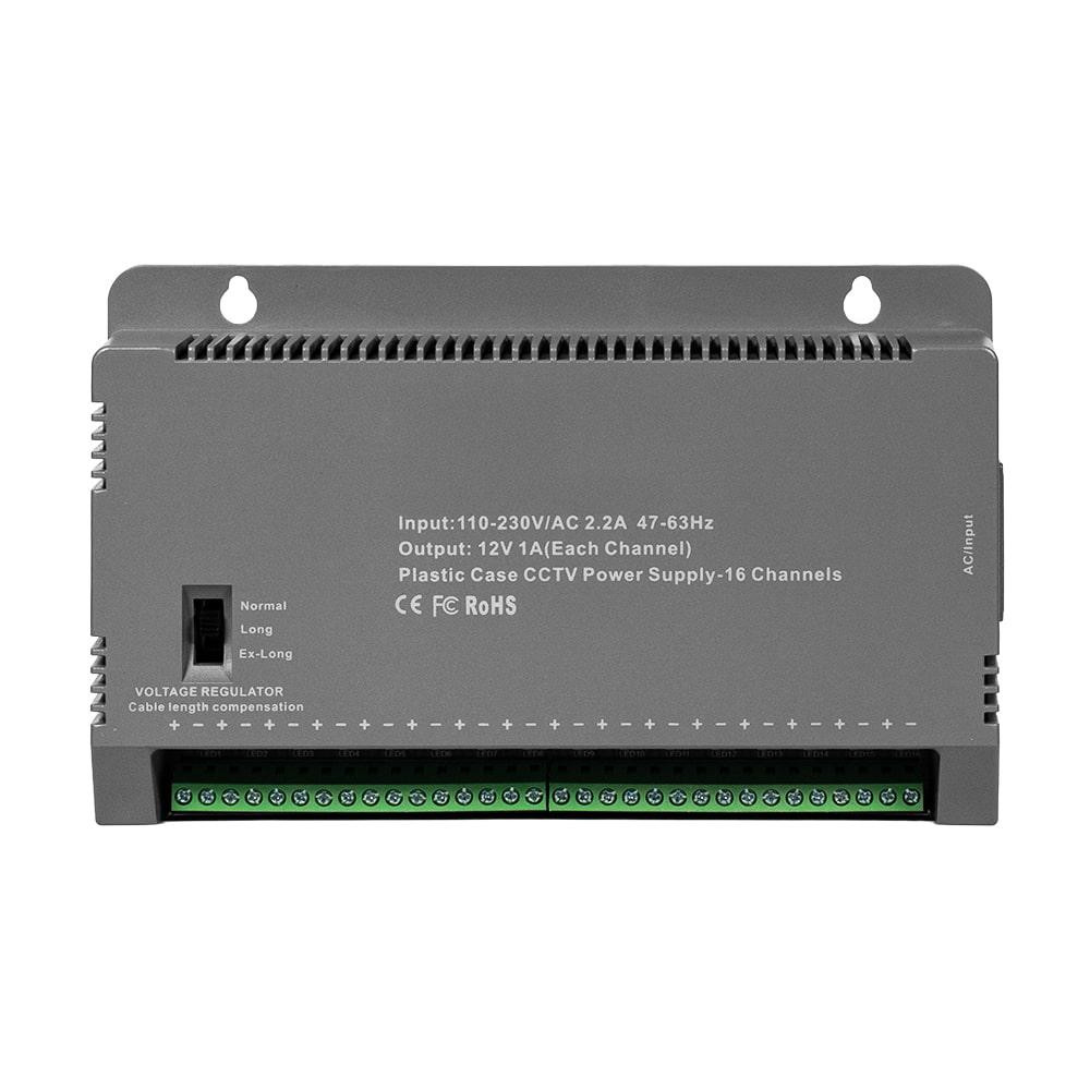 Блок живлення Kraft KRF-1216B (16CH) 200W, 16 каналів навантаження, 12V/1A на 1 канал, з регулятором напруги для компенсації Киев - изображение 11