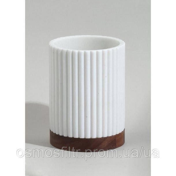 Стакан для зубних щіток Axentia Athena полігума білий основа акація Ø 8 см Н 11 см (136382) Київ - фото 1